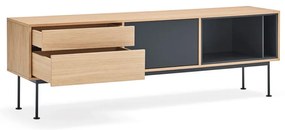 Yoko antracitszürke TV-állvány tölgyfa dekorral - Teulat