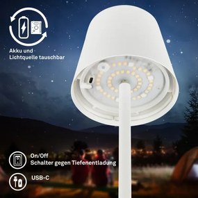 Briloner 1507016 - KIKI dimmelhető LED állólámpa 4,3W/5V IP44 2600 mAh fehér