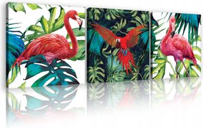 Kép a nappaliba triptichon modern Flamingók 3db