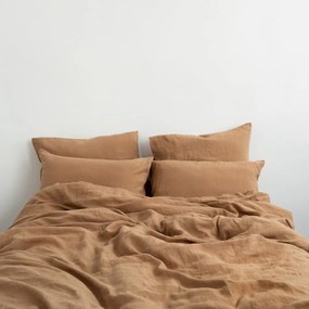 Barna kétszemélyes hosszabbított len ágyneműhuzat 200x220 cm – Linen Tales