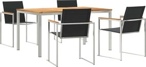 vidaXL Kert étkező szett 5 pcs Barna Tömör Teakfa