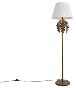 Állólámpa arany 145 cm redőzött árnyékolóval fehér 45 cm - Botanica