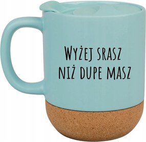 Kék Bögre Fedéllel És Parafa Aljjal Ajándék