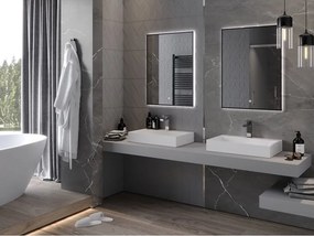 Mexen Erma világító fürdőszobai tükör 60 x 80 cm, LED 6000K, páramentes, fekete keret - 9814-060-080-611-70