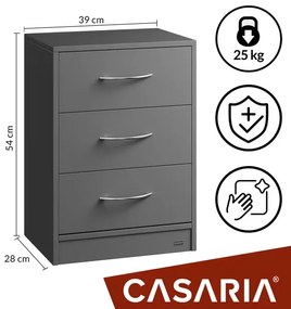 Casaria® 2 éjjeliszekrény készlet Eloise 54x39x28 cm - LED antracit