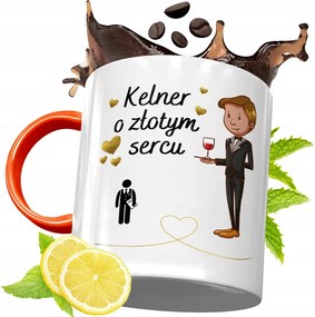Narancssárga Bögre Pincérnek Ajándék fényképes nyomtatással