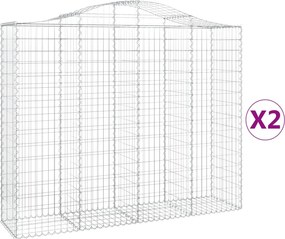 vidaXL 2 db íves horganyzott vas gabion kosár 200x50x160/180 cm