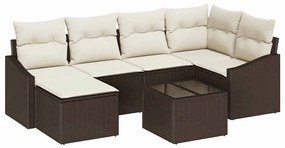 vidaXL Kert étkező szett párnával tárolóval 7 pcs Barna és Krém