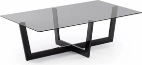 Fekete dohányzóasztal üveg asztallappal 70x120 cm Plam – Kave Home