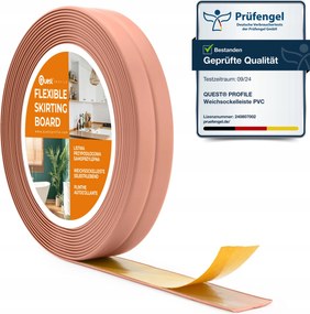 Öntapadós Pvc szegélyléc 10/10, világos barna 5m