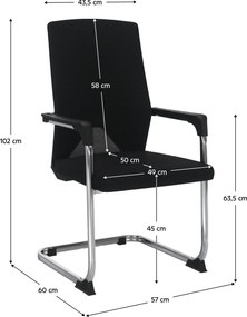 Tárgyalószék, fekete, RAVIL