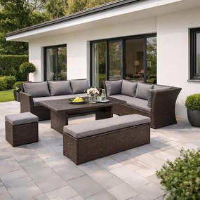 Avenberg CORSICA Nagy családi kerti garnitúra - barna/szürke