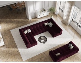 Borvörös bársony sarokkanapé ("U" alakú) Kendal – Micadoni Home