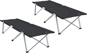 vidaXL Összecsukható Kemping Ágy 2 pcs Fekete 194 x 62,5 x 42,5 cm