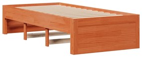 viaszbarna tömör fenyőfa fiókos ágykeret matrac nélkül 75x190cm
