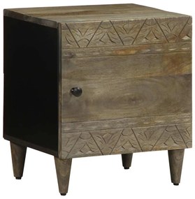 2 db világosszürke tömör mangófa éjjeliszekrény 40 x 33 x 46 cm