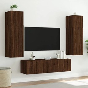 barna tölgyszínű fali TV-szekrény LED-del 60x35x41 cm