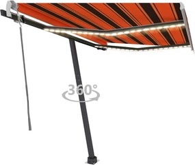 vidaXL narancssárga és barna kézzel kihúzható napellenző 350 x 250 cm