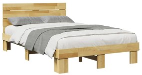 ágykeret fejtámlával matrac nélkül 120x190 cm tömör fa tölgyfa