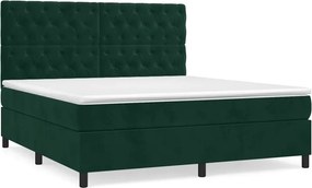 vidaXL sötétzöld bársony rugós ágy matraccal 160x200 cm