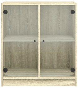 vidaXL sonoma tölgy színű kisszekrény üvegajtókkal 68 x 37 x 75,5 cm