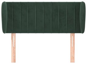 sötétzöld bársony fejtámla szárnyakkal 103x23x78/88 cm