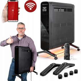 Elektromos Radiátor Konvektor termosztáttal 2000W üveg WiFI kijelző