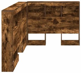Tároló fejtámla polcokkal tárolóval Füstölt tölgy 80 cm Faanyag