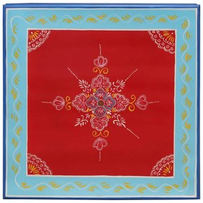 kézzel festett piros tömör mangófa dohányzóasztal