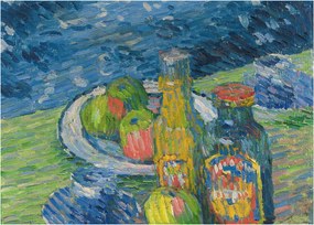 Üveg kép - Alexej von Jawlensky, Still Life with Bottles and Fruit, reprodukciók (70x50 cm)