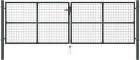 vidaXL szürke horganyzott acél hálós kerti kapu 400 x 125 cm