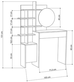 Fésülködő asztal Mup - White, Oak