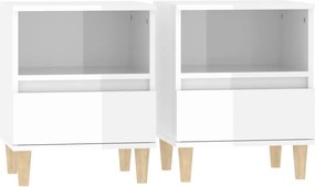 vidaXL 2 db magasfényű fehér éjjeliszekrény 40x35x50 cm