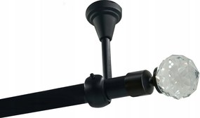 Függönykarnis szimpla Fém Mennyezeti 19mm Fekete Matt 140cm Gömb Kristály Kerekek Nélkül