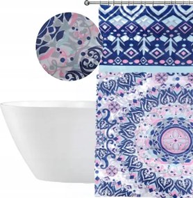 Zuhanyfüggöny 180x180 rózsaszín Peva fürdőszobai kampókkal