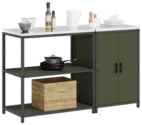 Konyhai Tároló Készlet ajtóval 2 pcs Olajzöld 150 x 50 x 92 cm