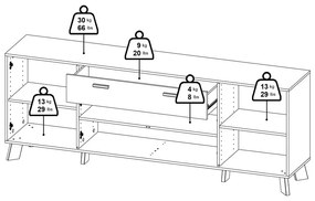 Fehér-natúr színű komód tölgyfa dekorral 196x73x39 cm Ikast – Tvilum