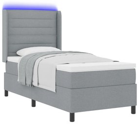 Ágykeret Mattal és LED Fény világosszürke 80x200 cm Szövet