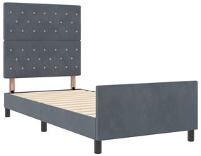 Ágykeret Sötétszürke 90x200 cm Velúr