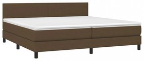 barna szövet rugós és LED-es ágy matraccal 200x200 cm