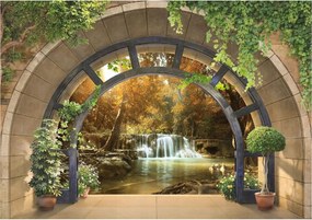 3D fotótapéta Optikai Vízesés Erdő Fák 254x184