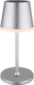 Globo 36637SM Solar asztali lámpa, fém/műanyag ezüstszínű metál, műanyag szatírozott, csúszókapcsoló, CR18650 1200mAh 3.7V, IP44, 2 szerelési magasság: 41 cm/26 cm, ø: 110mm, M: 410mm, tartozék: 10x LED 0.06W 3V, 3000K