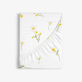 Goldea pamut gumis lepedő - kamilla virágok 90 x 200 cm