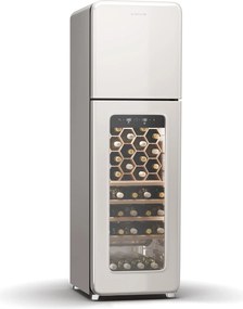 Klarstein Shirley Wine Cooler + Freezer, 2-in-1-Gerät, Vintage, 2 Kühlzonen, 60 Flaschen