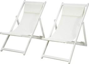 Outsunny 2 db-os összehajtható alumínium napágy szett 5 pozícióban állítható háttámlával és fejpárnával teraszra, erkélyre, kültéri használatra 58x96,