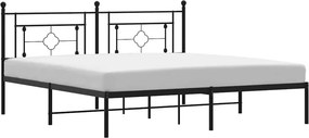 vidaXL fekete fém ágykeret fejtámlával 183 x 213 cm