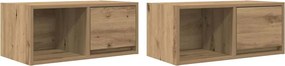 vidaXL 2 db kézműves tölgy szerelt fa TV-szekrény 60x31x25,5 cm