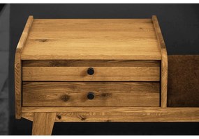 Fiókos tölgyfa pad, narancssárga ülőrésszel Retro - The Beds