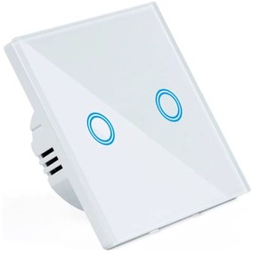 Elegáns Edzett üveglapos Érintéssel működő LED háttér világítású, csillár villanykapcsoló, kétpólusú, fehér