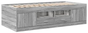 szürke sonoma kanapéágy fiókkal matrac nélkül 75x190 cm